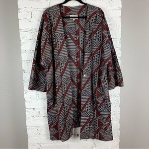 Marketplace India Grey Black Batik Quilted Kimono Cardigan Jacket Fairtrade 2X